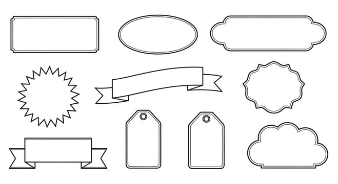 Collection of various label shapes Vector
