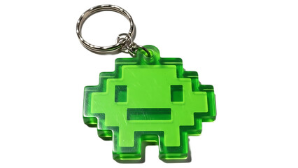 Vintage 90s plastic keychain transparent neon green