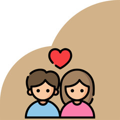 Cartoon Couple with Heart Symbol.
