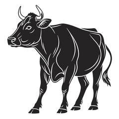 Fototapeta premium Black and white bull illustration