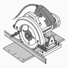 Electric circular saw in use