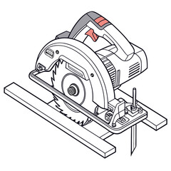 Electric circular saw in use