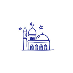 Obraz premium Minimalist Mosque Line Art Icon