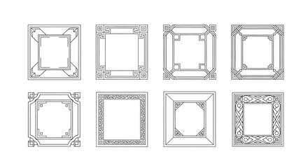 Set of eight decorative square frames