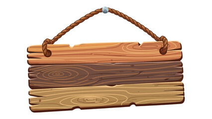Rustic wooden sign with rope for hanging © Mardiyo