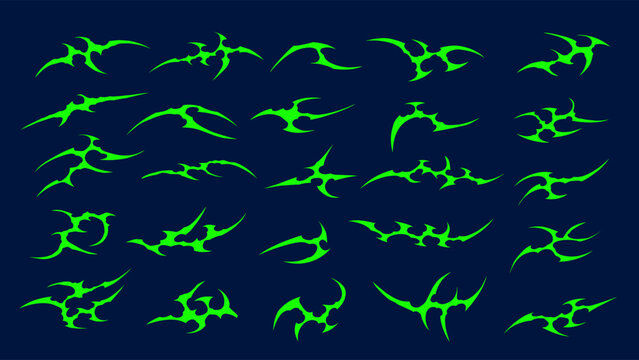 Set of neo tribal abstract shapes vector design for custom tattoo and gothic dark wear template assets element