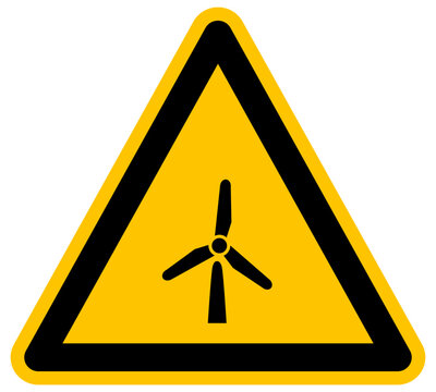 Se&ntilde;al de advertencia de parque e&oacute;lico o turbina de energ&iacute;a renovable vector
