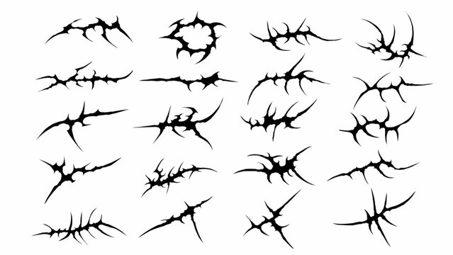 Set of neo tribal abstract shapes vector design for custom tattoo and gothic dark wear assets template element