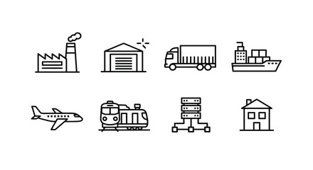 Various modes of transportation and industry icons