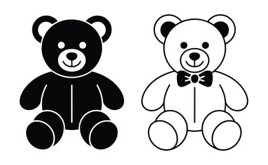 Obraz premium black and white teddy bear vector illustrations