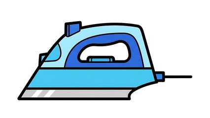 Blue Electric Iron on White Background.
