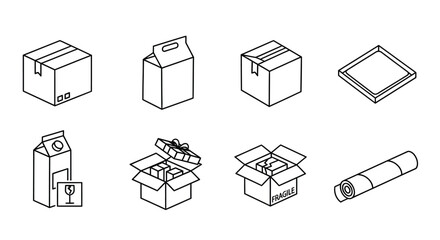 Various types of packaging materials Vector