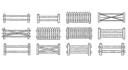 Various styles of wooden fences Vector