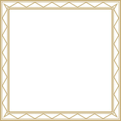 Vector gold square Yakut ornament. An endless rectangular border, a frame of the northern peoples of the Far East.
