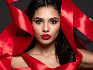 girl with red ribbon