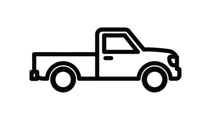 Simple black and white illustration of a pickup truck outline style silhouette