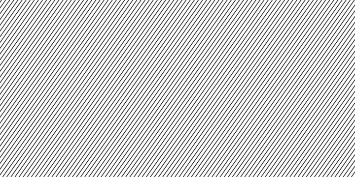 Thin diagonal line seamless pattern. Repeated fine slash lines background. Pinstripe wallpaper. Black and white tilted slanted strip backdrop. Repeating oblique linear texture overlay.eps 10