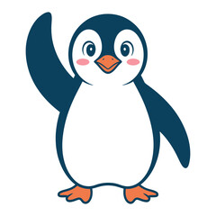 Obraz premium Smiling Penguin Standing Cartoon Character Illustration