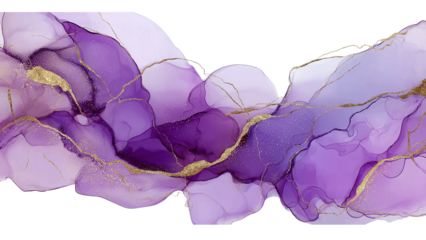 Purple And Gold Abstract Fluid Art background black isolated on a transparent background
