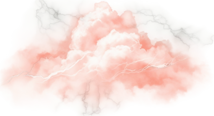 Vibrant pink lightning storm cloud in dark dramatic sky