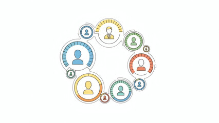 Vibrant teamwork concept with diverse people icons in a circle