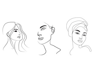 Elegant Continuous Line Art Portraits of Women