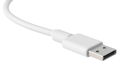 White Display Port Connector and Cable DisplayPort isolated on a transparent background