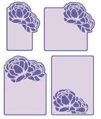 Set of decorative peonies frames, Wedding card making, Layered greeting card, Floral iInvitation