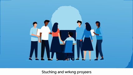 Diverse team collaborating on projects in modern workspace