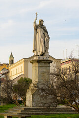 Bronze statue of Girolamo Savonarola by Enrico Pazzi in Piazza Savonarola, Florence, showing the friar in a dramatic pose.