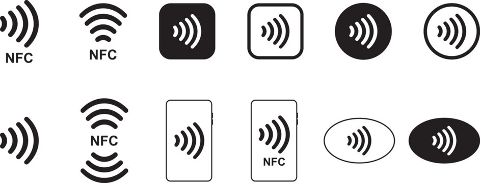 NFC icon flat illustration set logo