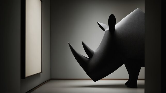 Silhouette dramatique d'une main tendue dans une pi&egrave;ce minimaliste