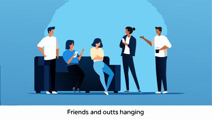 Fototapeta premium Friends hanging out and socializing in a relaxed setting