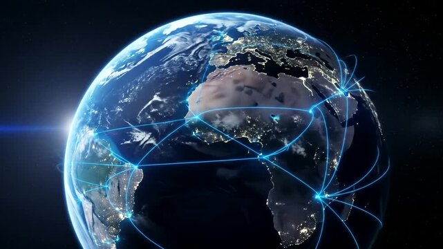 Global Network Connections Earth Visualization.