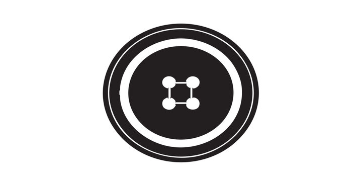 Clothes sewing button vector icon, fashion accessory symbol, garment concept, black outline and filled style, isolated on transparent background, simple modern design