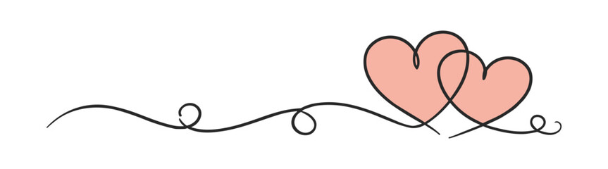 Romantic heart vector illustration decorative ornamental love swirl outline design clipart element graphic abstract shape pattern on transparent background