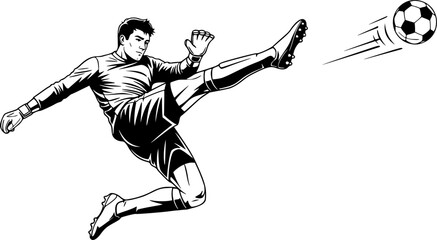 Naklejka premium Goalkeeper Punting Ball High Kick Vector Illustration 