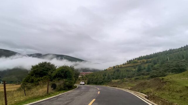 Aba Prefecture Mountain Road, Sichuan Province China Highland Scenery