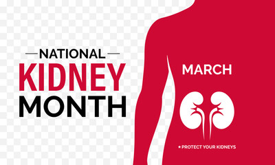 National Kidney Month is observed every March to raise awareness about kidney health, prevention, and early care. Banner poster, flyer and background design template.