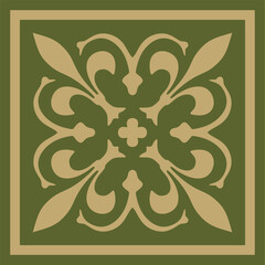 Vector gold and green ancient Roman ornament elements. Classic European parts of patterns. Lilies and crowns © Ana Lo
