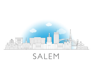 Obraz premium Salem Oregon cityscape illustration skyline drawing