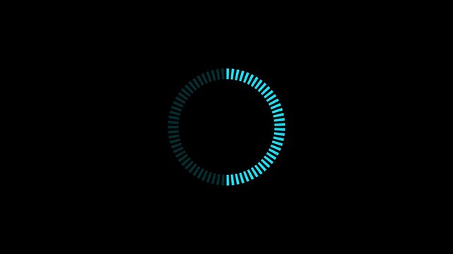 Futuristic circular loading animation. Glowing white progress bar on black background, and Motion graphics of loading concept.