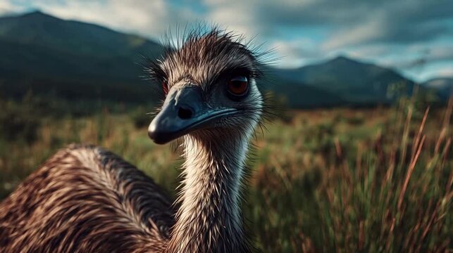 Closeup of an emu in a natural setting