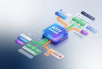A11Y Engine visualizing digital accessibility audit processes showcasing compliance checks and elements signaling success and failure in user experience optimization