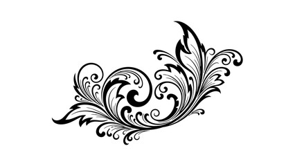 Elegant black floral design element on white background.
