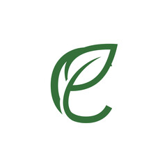 Green Leaf Logo Design with Elegant Curved Lines.