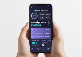 Two hands holding a smartphone mockup