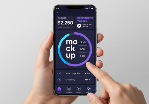 Two hands holding a smartphone mockup