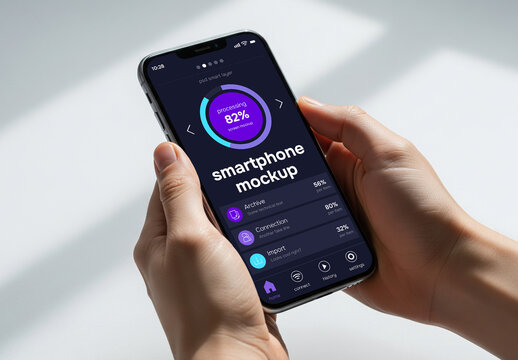 Two hands holding a smartphone mockup