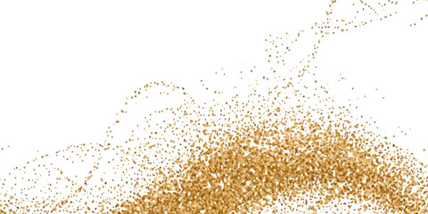 Vector gold sparkles on transparent background. Gold glitter. Golden sparkle confetti. Shiny glittering dust.
